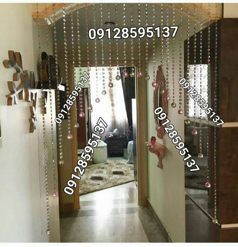 پرده کریستالی رنگ سفید صورتی